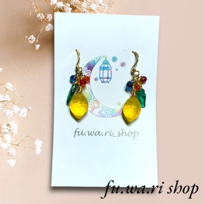 fu.wa.ri shop  チェコビーズ レモン ピアス